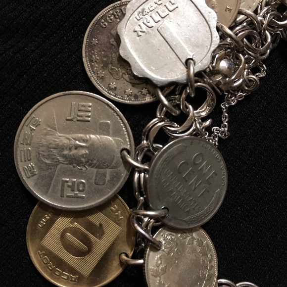 Sterling Silver Coin Charm Bracelet - Picture 2 of 8